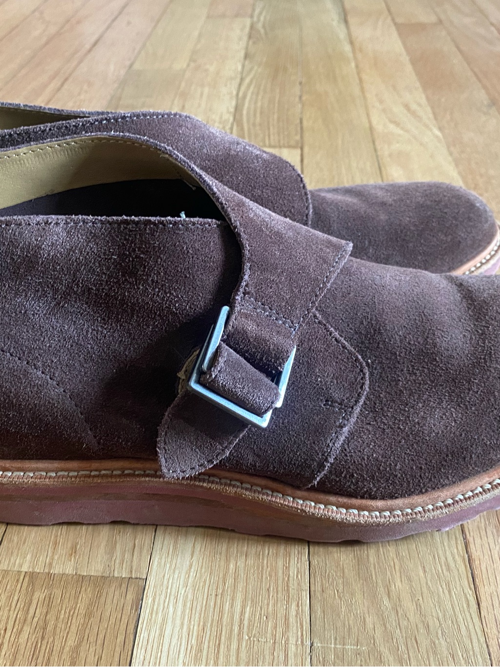 Men's Brown Suede Monk Strap Shoes